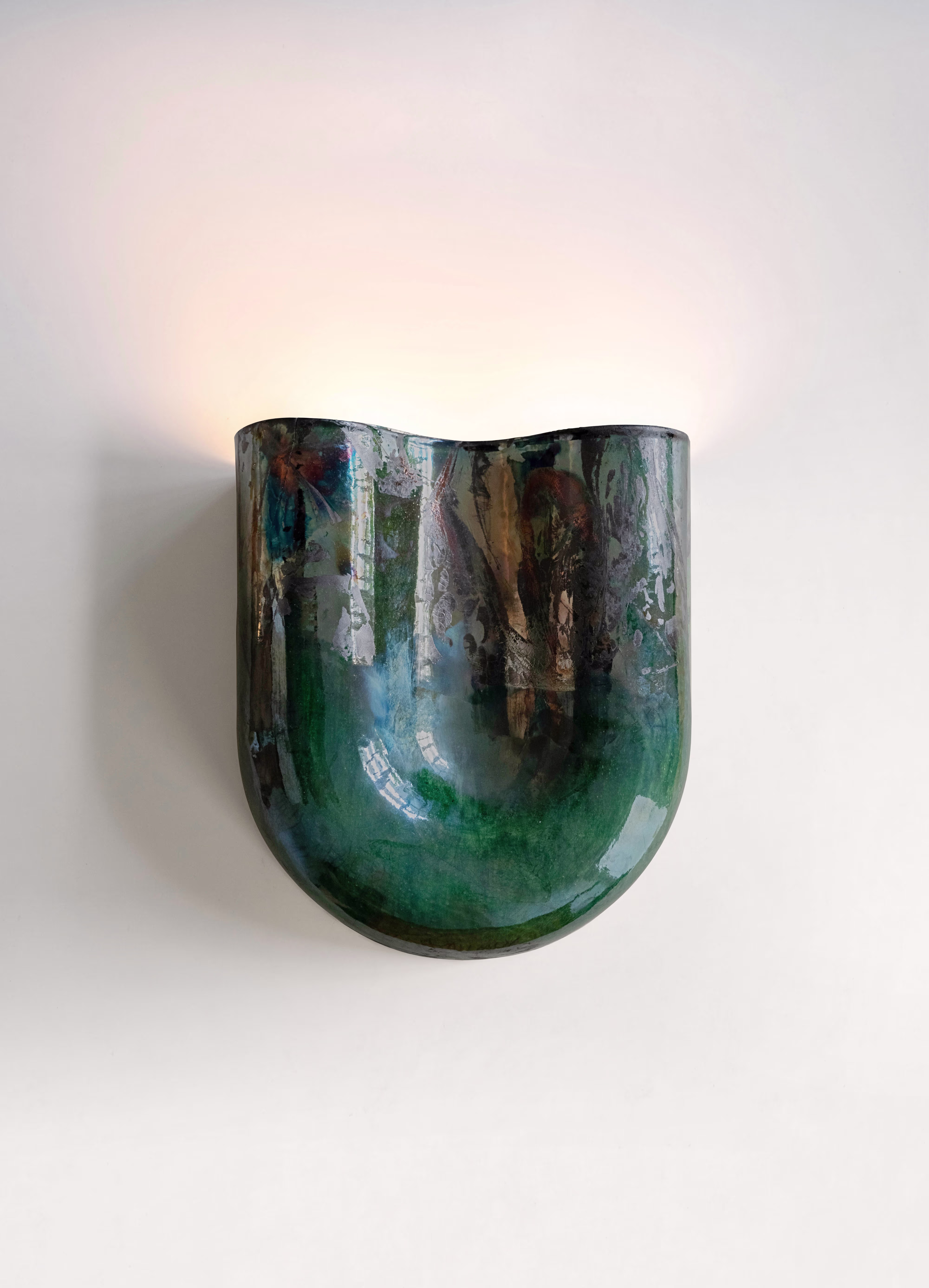 Onda sconce green2 raku on