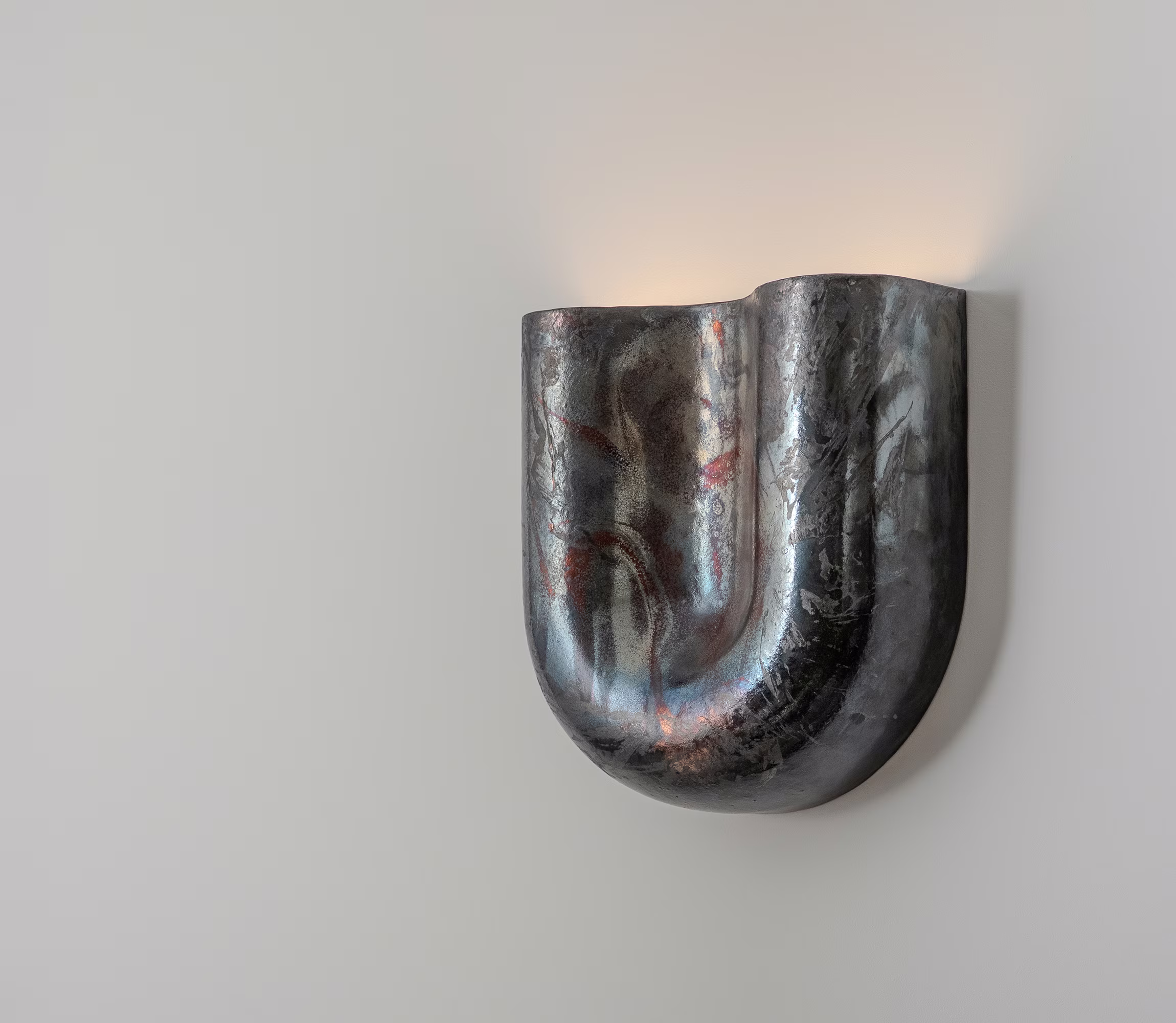 Angleview onda raku ceramic wall sconce black 4LTB