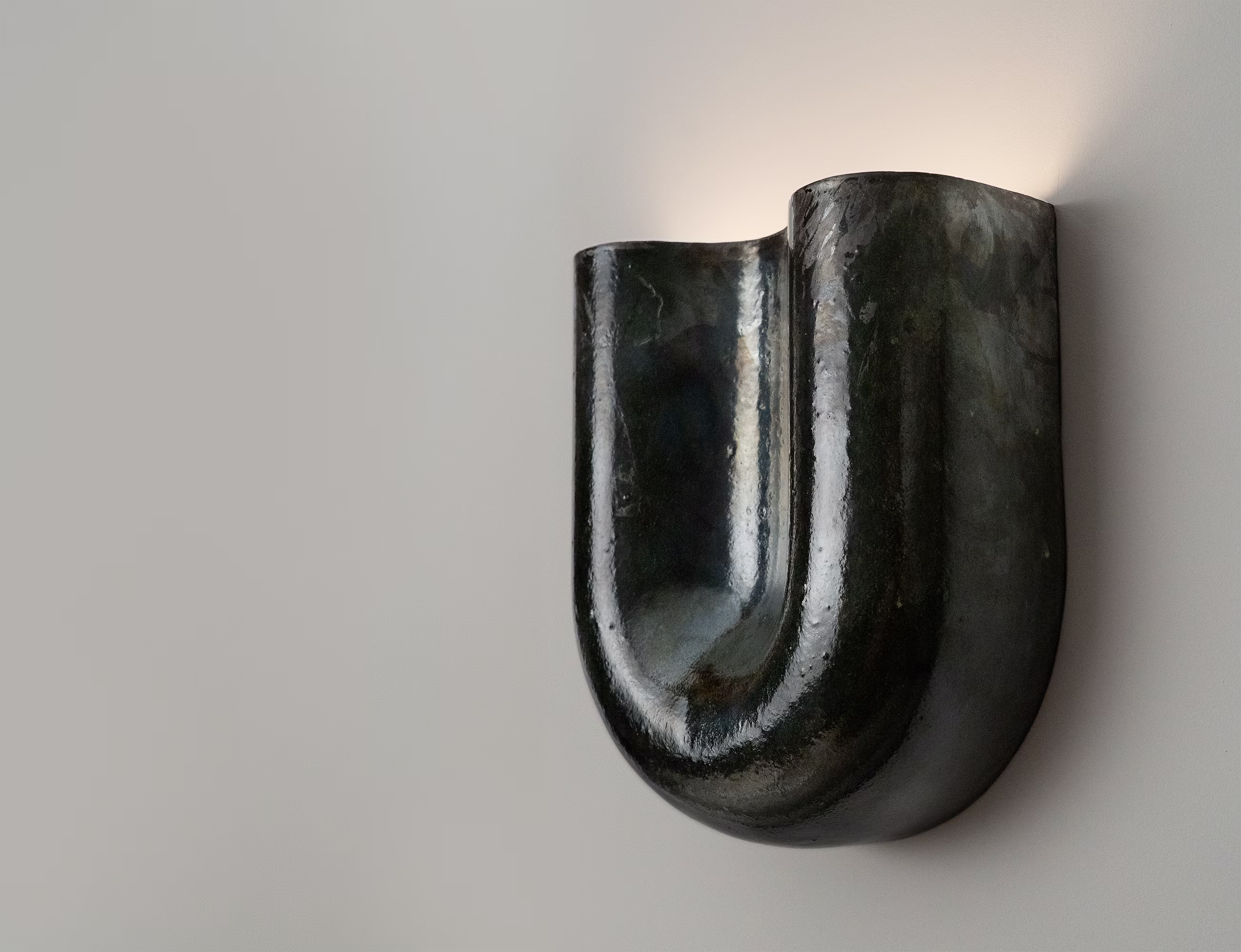 Angleview onda raku ceramic wall sconce black TB6H