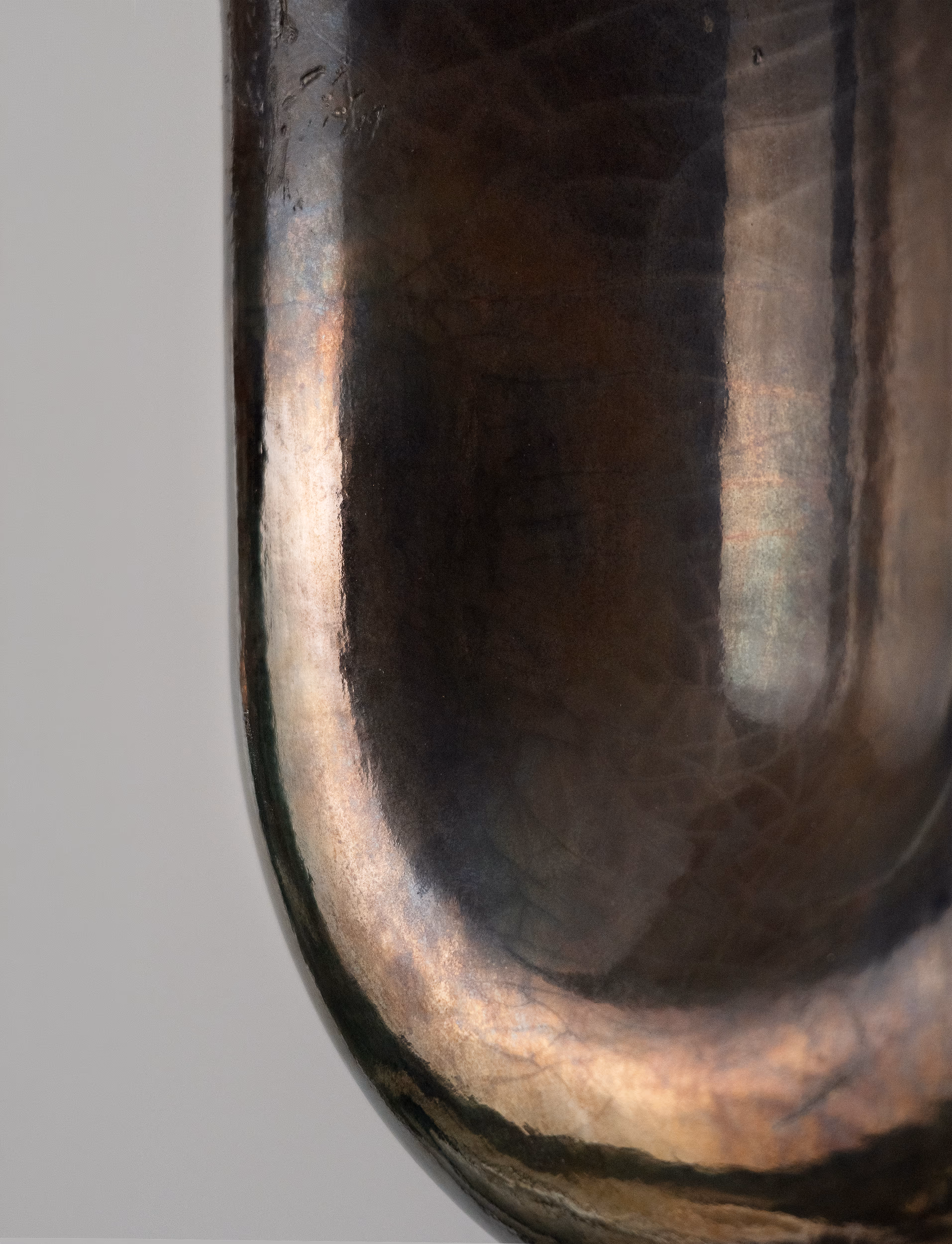 Closeup onda raku ceramic wall sconce copper y8v5