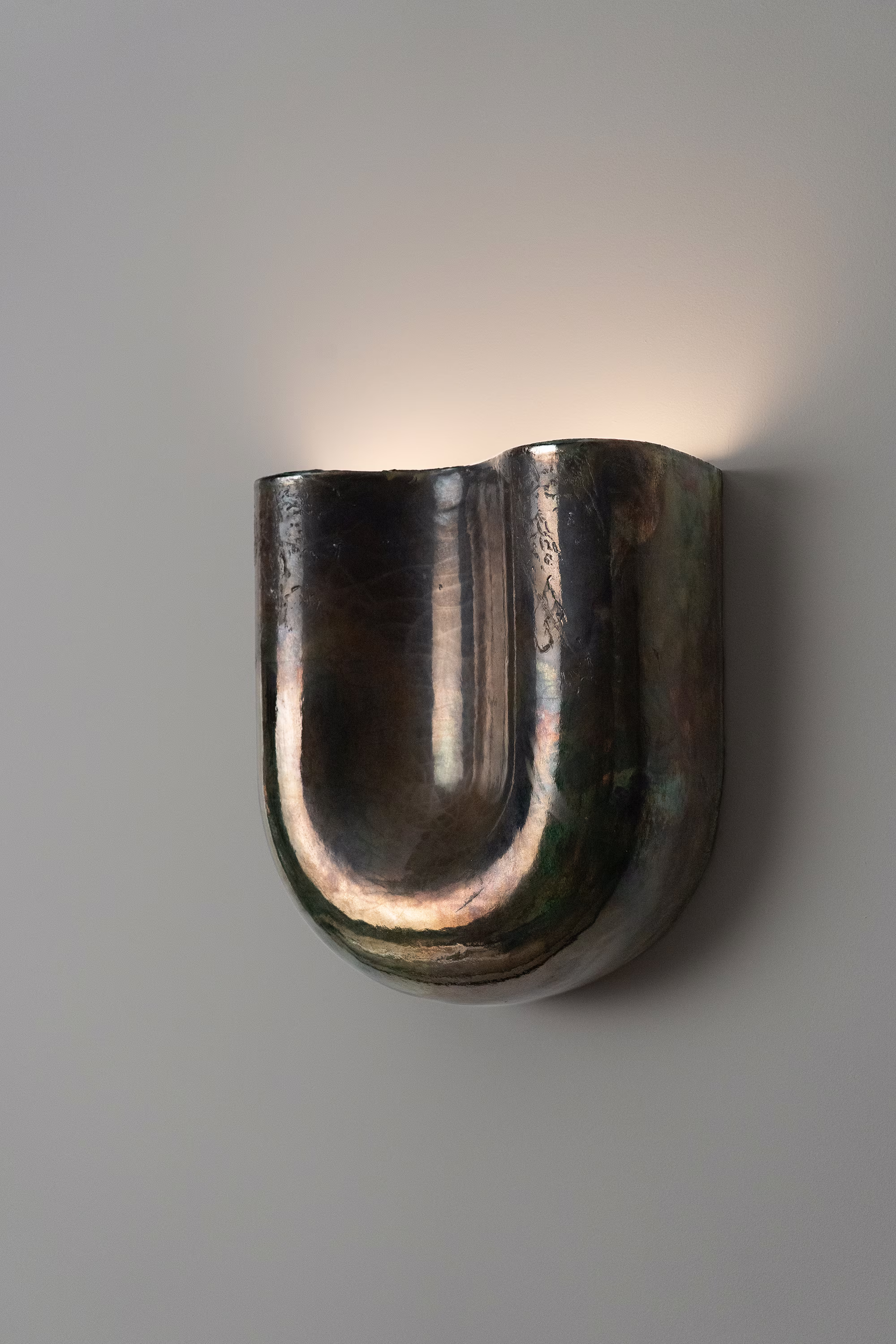Copper ceramic wall sconce smooth curved