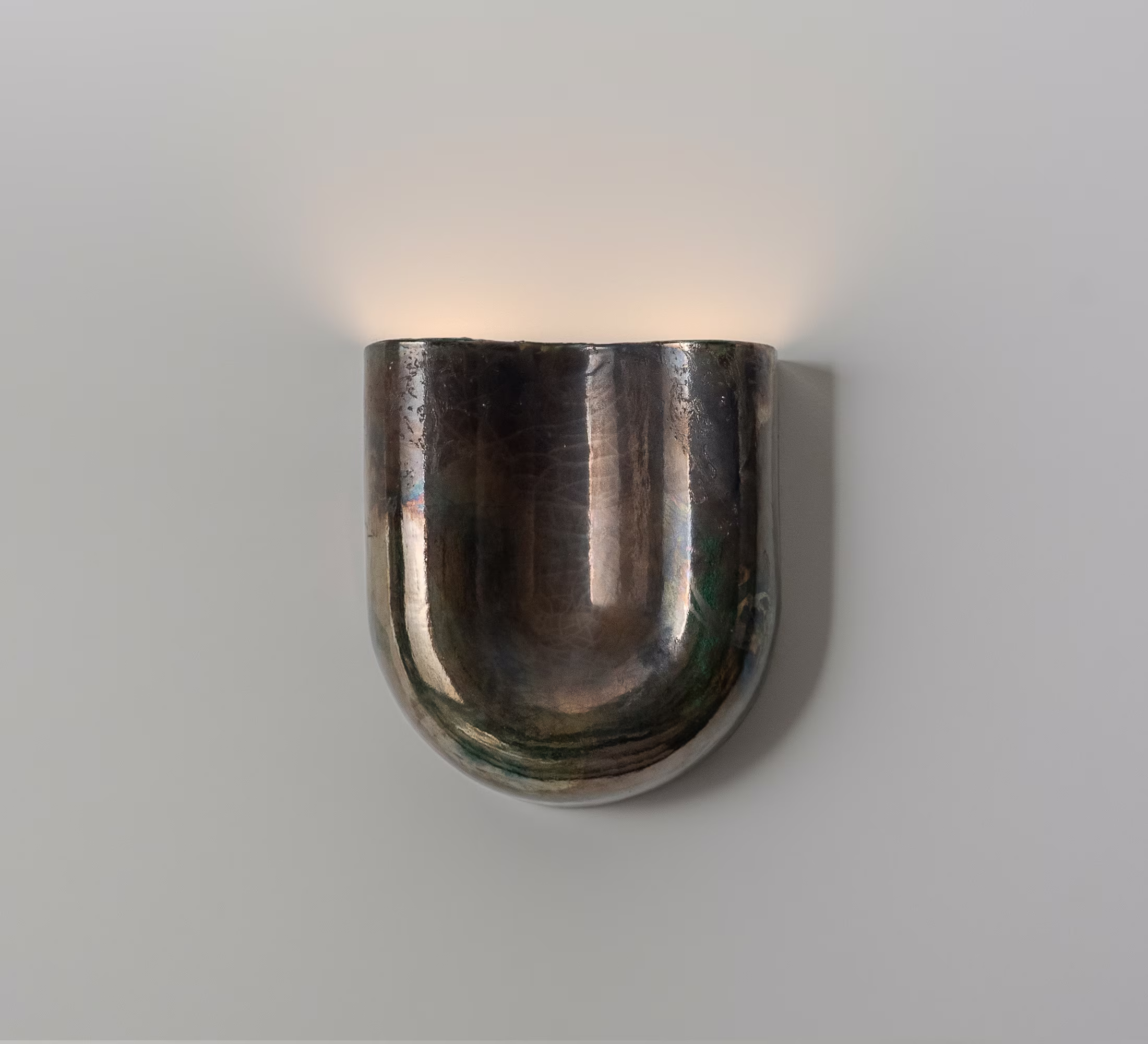 Preview onda raku ceramic wall sconce copper Y8V5