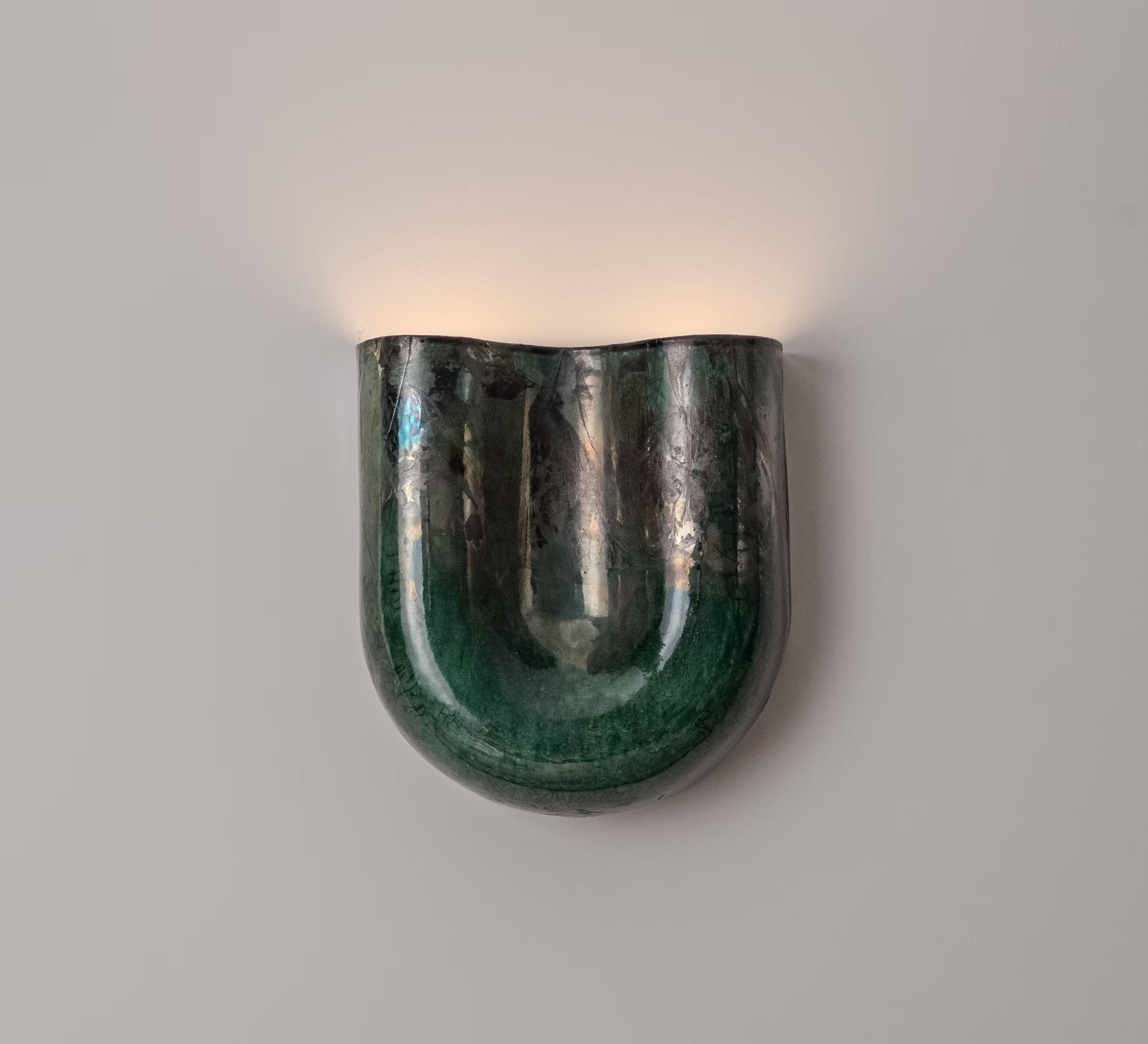 Preview onda raku ceramic wall sconce green NY5S